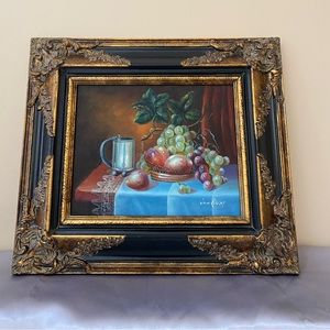 Vintage hand painted oil canvas framed
